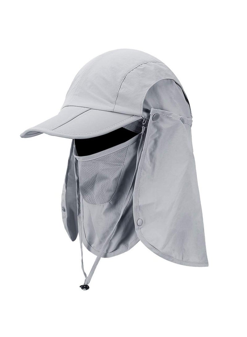 SYOSI Fishing Hat, Sun Cap UPF 50+ Outdoor Hiking Hat with Removable Mesh Face Neck Flap Cover Windproof Strap - Image 1