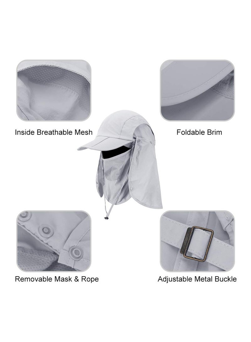SYOSI Fishing Hat, Sun Cap UPF 50+ Outdoor Hiking Hat with Removable Mesh Face Neck Flap Cover Windproof Strap - Image 2