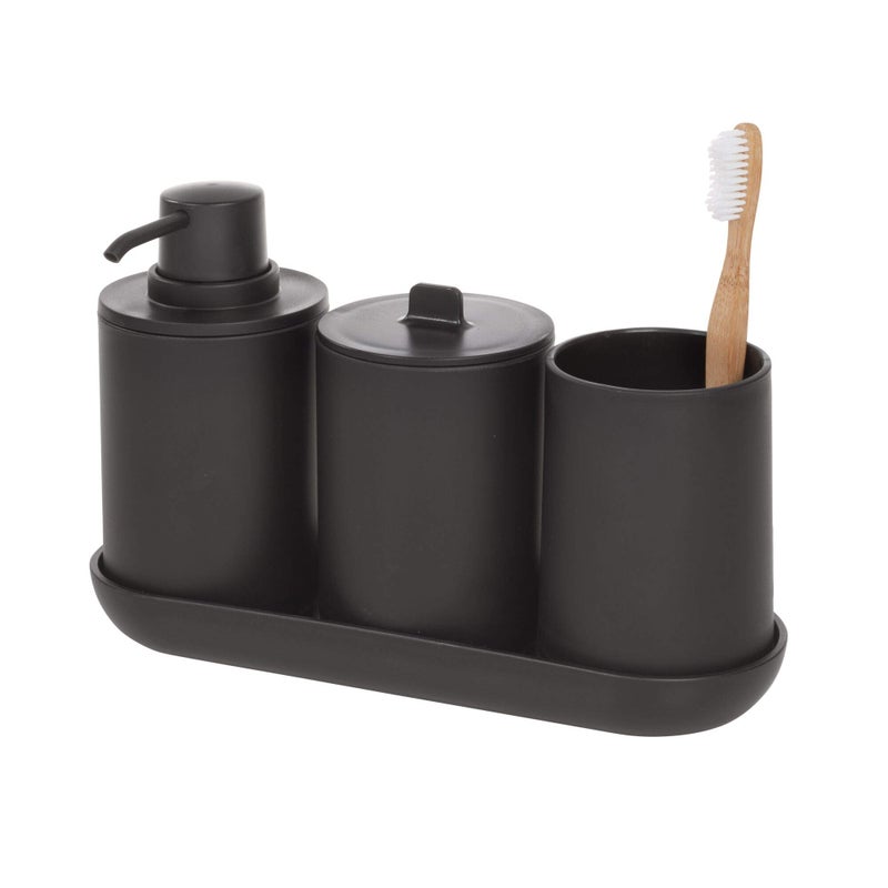 InterDesign iDesign Toothbrush Holder for Normal Toothbrushes, Spin Brushes, and Toothpaste, The Cade Collection - 3" x 3" x 4. 5", Matte Black - Image 5