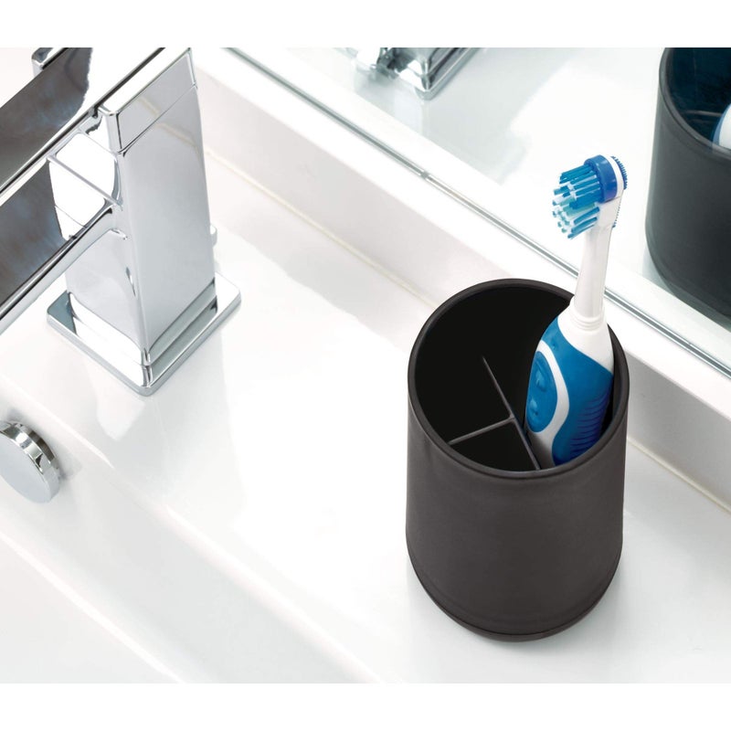 InterDesign iDesign Toothbrush Holder for Normal Toothbrushes, Spin Brushes, and Toothpaste, The Cade Collection - 3" x 3" x 4. 5", Matte Black - Image 2