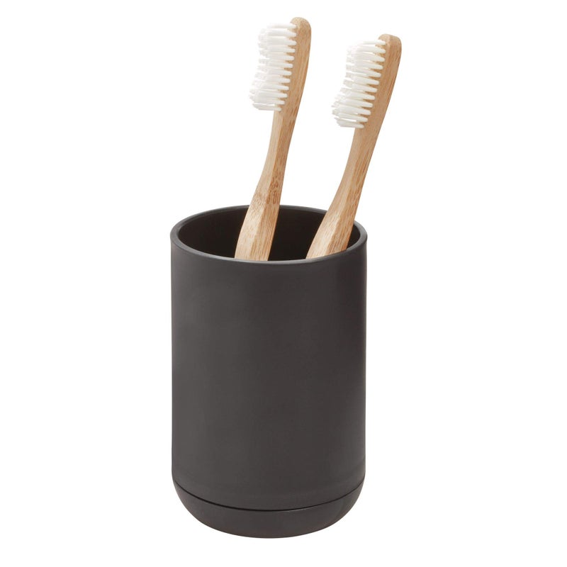 InterDesign iDesign Toothbrush Holder for Normal Toothbrushes, Spin Brushes, and Toothpaste, The Cade Collection - 3" x 3" x 4. 5", Matte Black - Image 1