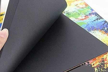 kreative Kraft 1book A5 Size 40 Pages 240 GSM Black Paper Drawing Pad Sketching Book with Hardback for Artists & 12pc Colorful Neon Glitter Gel Ink Pen Set  - Image 4