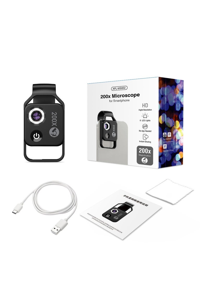 Generic - Nano Zoom 200x for iPhone, Nanozoom 200x Magnification Zoom for iPhone, Nano Zoom for iPhone Nanozoom Microscope Cell Phone Lens, High-Tech Clip-On Lens (Black) - Image 1