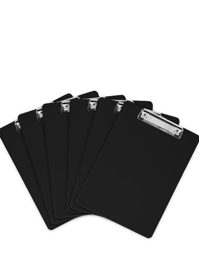 6-Pack A4 Plastic Multifunctional Clipboard with Thin Clip - Ideal for Office, School, Restaurant Menus, and More - Durable Black Stationery for Organizing Documents and Tickets. - Image 1