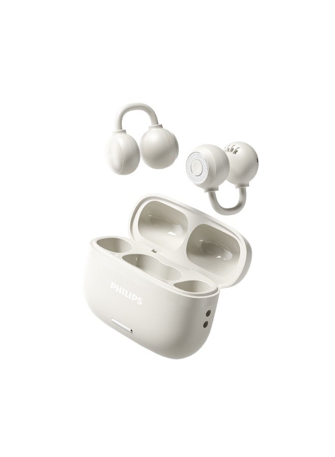 Philips TAQ2620 , Earphone,True Open Ear Headphones,True Wireless Earbuds,Long Playtime, IP54 Water and Dust Proof with  ANC,AI Call Noise Reduction,3D Surround Sound,Sterling Sound, Secure Fit and Comfort, For Sports, Work, White - Image 1