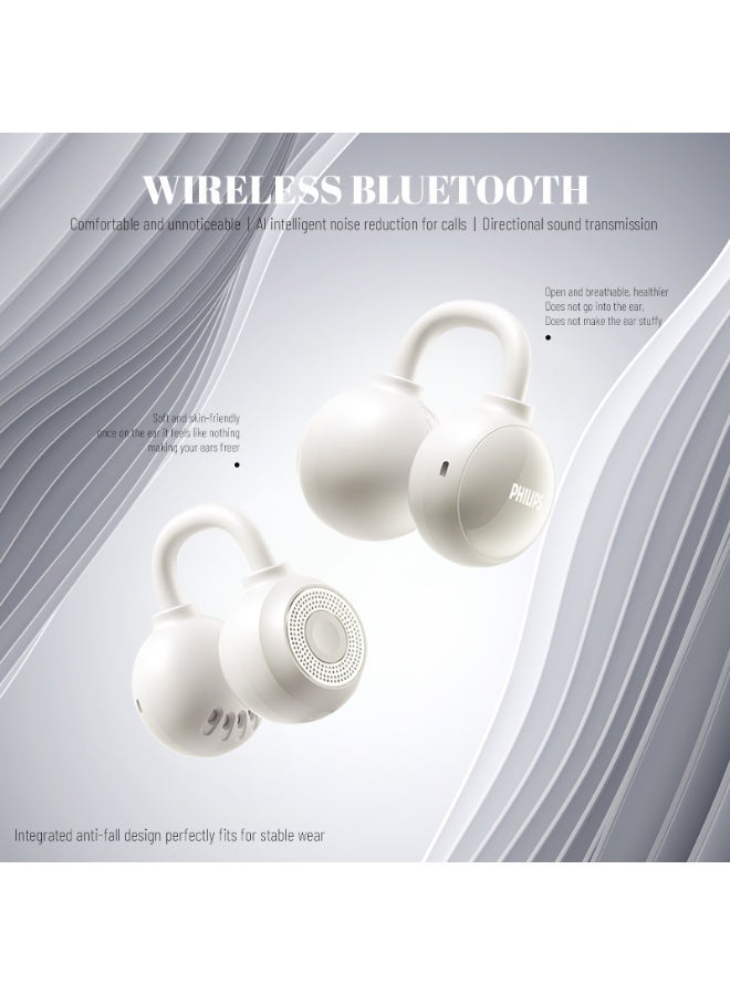 Philips TAQ2620 , Earphone,True Open Ear Headphones,True Wireless Earbuds,Long Playtime, IP54 Water and Dust Proof with  ANC,AI Call Noise Reduction,3D Surround Sound,Sterling Sound, Secure Fit and Comfort, For Sports, Work, White - Image 4