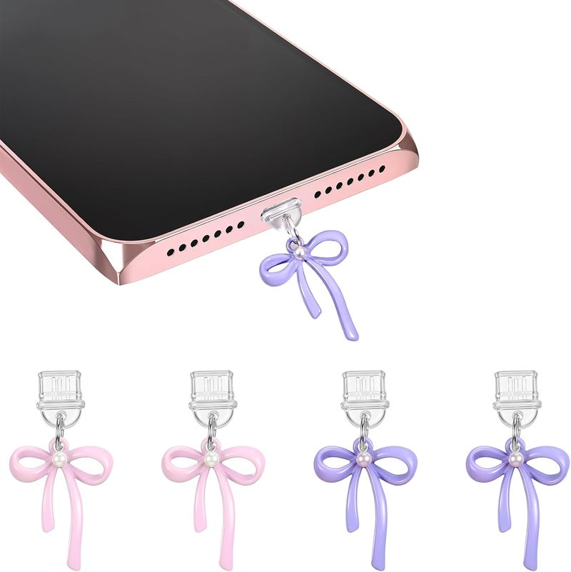 4 قطع سحر سدادة الغبار، سحر سدادة USB C على شكل قوس لطيف، سدادات واقية من الغبار من نوع Type-C متوافقة مع منفذ الشحن Type C/USB C - Image 1