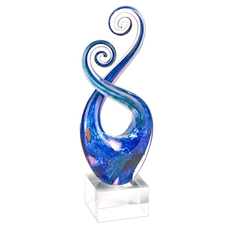 Badash Monet MuranoStyle Art Glass Centerpiece 10 Tall MouthBlown Glass Sculpture on Crystal Base Contemporary Home Decor Accent Piece