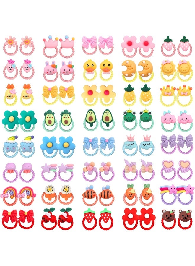 WillingTee 80Pcs Baby Hair Ties for Girls, Cute Small Hair Ties for Thin Hair, 40 Pairs Ponytail Holders Elastic Hair Rubber Bands Hair Accessories for baby girls infant toddler kids - Image 2