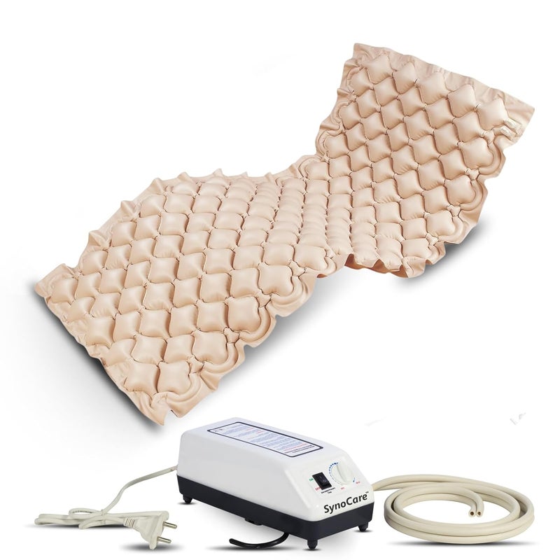 SYNOCARE Anti Decubitus Bubble Air Mattress For Patients With Pump | Anti Bedsore Air Mattress, Polyvinyl Chloride Inflatable Air Bed For Patients | Helps in Prevention of Bed Sores,Brown - Image 1