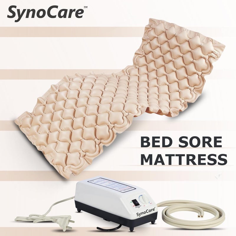 SYNOCARE Anti Decubitus Bubble Air Mattress For Patients With Pump | Anti Bedsore Air Mattress, Polyvinyl Chloride Inflatable Air Bed For Patients | Helps in Prevention of Bed Sores,Brown - Image 2