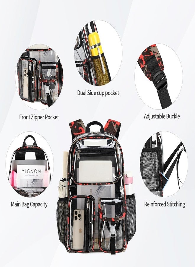 Cusangel Heavy Duty Clear Backpack,16.5 x12 x5inch TPU Large Capacity See Through Backpack for Sport Events,Travel, Red, Large, See Through Backpack - Image 5