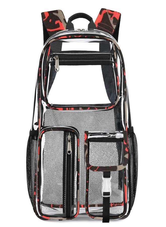Cusangel Heavy Duty Clear Backpack,16.5 x12 x5inch TPU Large Capacity See Through Backpack for Sport Events,Travel, Red, Large, See Through Backpack - Image 1