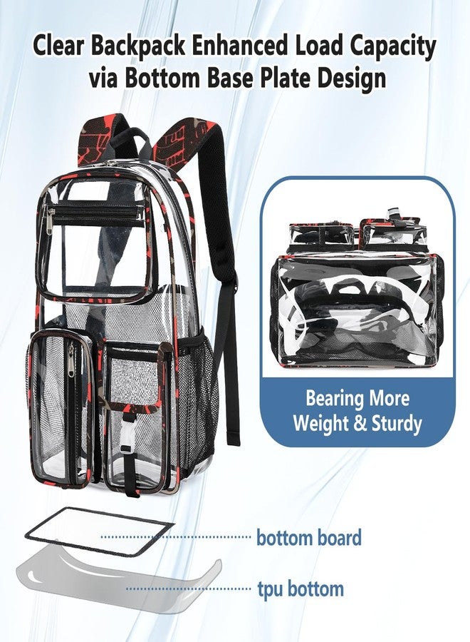 Cusangel Heavy Duty Clear Backpack,16.5 x12 x5inch TPU Large Capacity See Through Backpack for Sport Events,Travel, Red, Large, See Through Backpack - Image 3