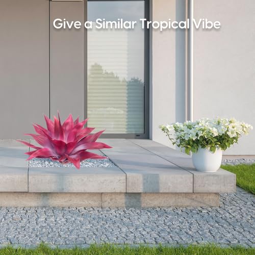 Velener Fake Agave Plant Outdoor, Artificial Plants Large Size for Indoor Decor, Faux Plant Dual Agave (22 inch,Red/White)-No Pot - Image 4