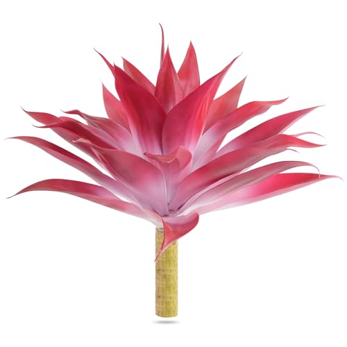 Velener Fake Agave Plant Outdoor, Artificial Plants Large Size for Indoor Decor, Faux Plant Dual Agave (22 inch,Red/White)-No Pot - Image 1