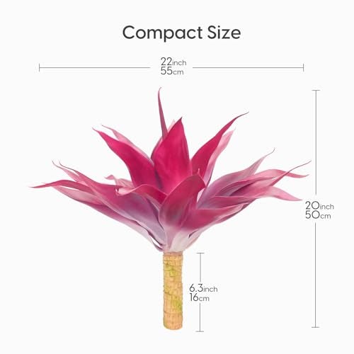 Velener Fake Agave Plant Outdoor, Artificial Plants Large Size for Indoor Decor, Faux Plant Dual Agave (22 inch,Red/White)-No Pot - Image 2