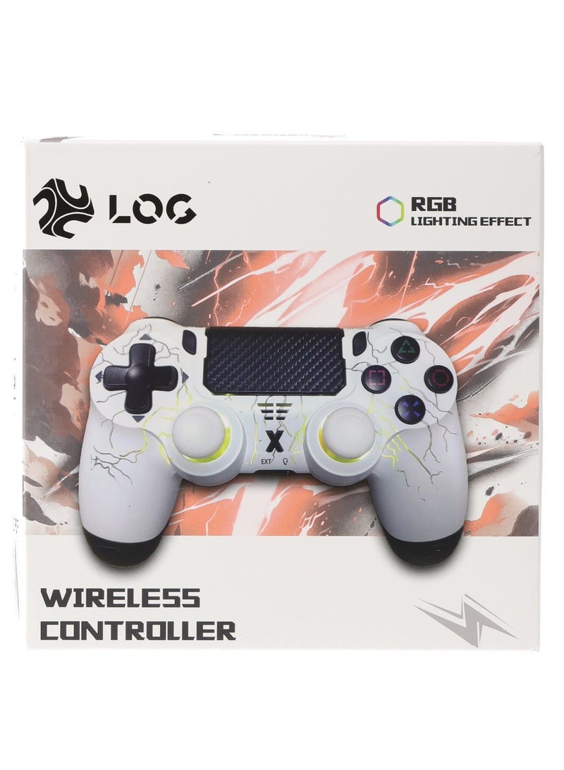 LOG Wireless Controller For PlayStation 4 / 3 / PC /  Android / IOS - RGB Lighting Effect - White - Image 4