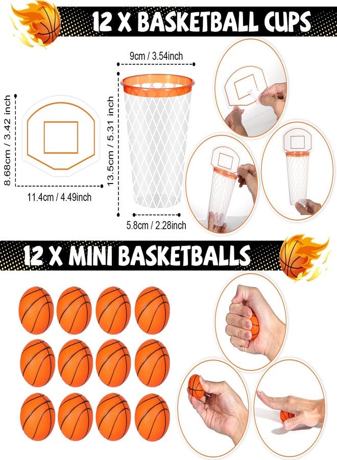 Oitnlaughter 154PCS Basketball Party Favors Basketball Themed Birthday Party Supply Include Basketballs Cups Keychains Silicone Bracelets Mini Basketballs Whistles Stickers Tags for Sport Themed Birthday Decors - Image 3