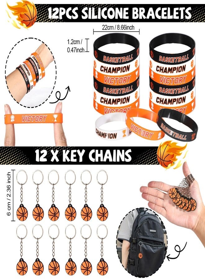 Oitnlaughter 154PCS Basketball Party Favors Basketball Themed Birthday Party Supply Include Basketballs Cups Keychains Silicone Bracelets Mini Basketballs Whistles Stickers Tags for Sport Themed Birthday Decors - Image 4