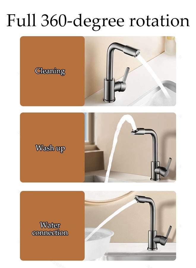 DUNISO Kitchen Sink Faucet Multifunctional 720°Swivel Pure Copper Robotic Arm Faucet Hot and Cold Dual Use L-Form Waterfall Kitchen Taps with 60cm Hose for Kitchen and Bathroom Washbasin Sink - Image 4