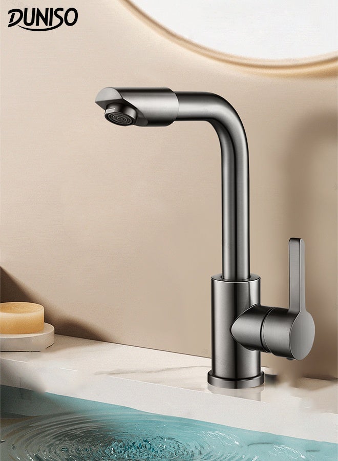 DUNISO Kitchen Sink Faucet Multifunctional 720°Swivel Pure Copper Robotic Arm Faucet Hot and Cold Dual Use L-Form Waterfall Kitchen Taps with 60cm Hose for Kitchen and Bathroom Washbasin Sink - Image 1