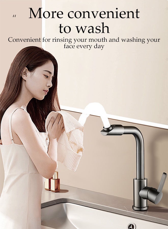 DUNISO Kitchen Sink Faucet Multifunctional 720°Swivel Pure Copper Robotic Arm Faucet Hot and Cold Dual Use L-Form Waterfall Kitchen Taps with 60cm Hose for Kitchen and Bathroom Washbasin Sink - Image 5