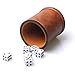 RERIVER Brown PU Leather Dice Cup Set Felt Lined Dice Shaker with 6 Dice for Liars Farkle Yahtzee Game - Image 2