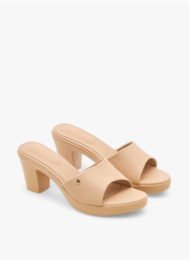 Flora Bella By Shoexpress Textured Slip-On Sandals with Block Heel