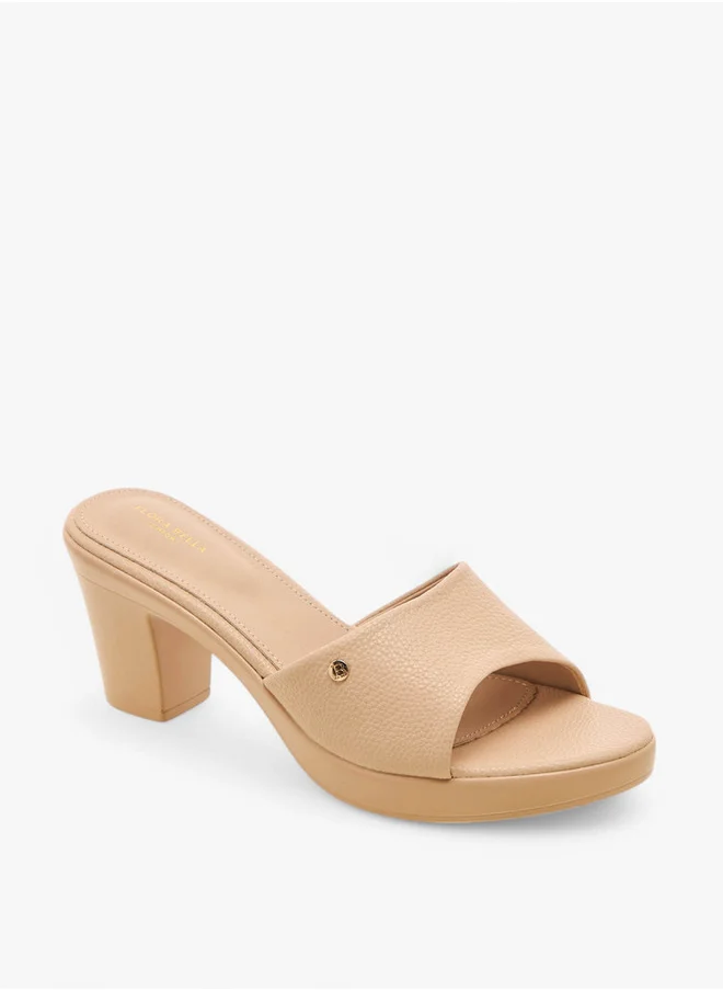 Flora Bella By Shoexpress Textured Slip-On Sandals with Block Heel