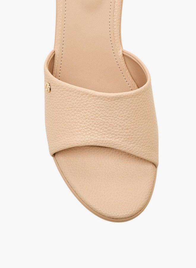 Flora Bella By Shoexpress Textured Slip-On Sandals with Block Heel - Image 4