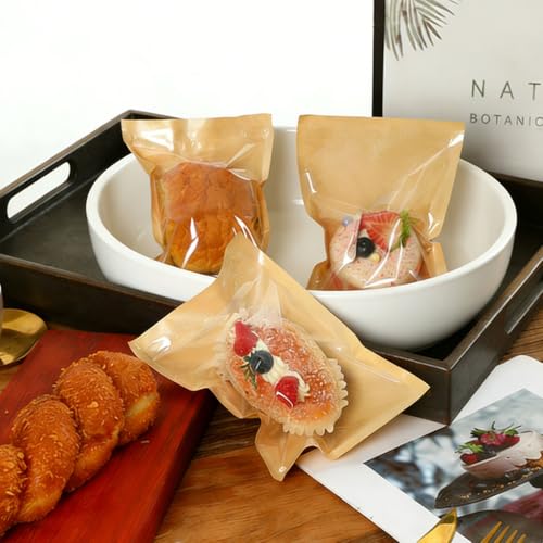 Amsthow 120 Pack Paper Cookie Bags with Window 5 x 7 Inch Paper Treat Bags Snacks Baked Goods Packaging Individual Single Cookie Wrappers Sleeves - Image 5