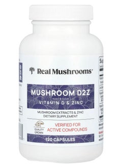 Real Mushrooms Mushroom D2Z Vitamin D & Zinc 120 Capsules 