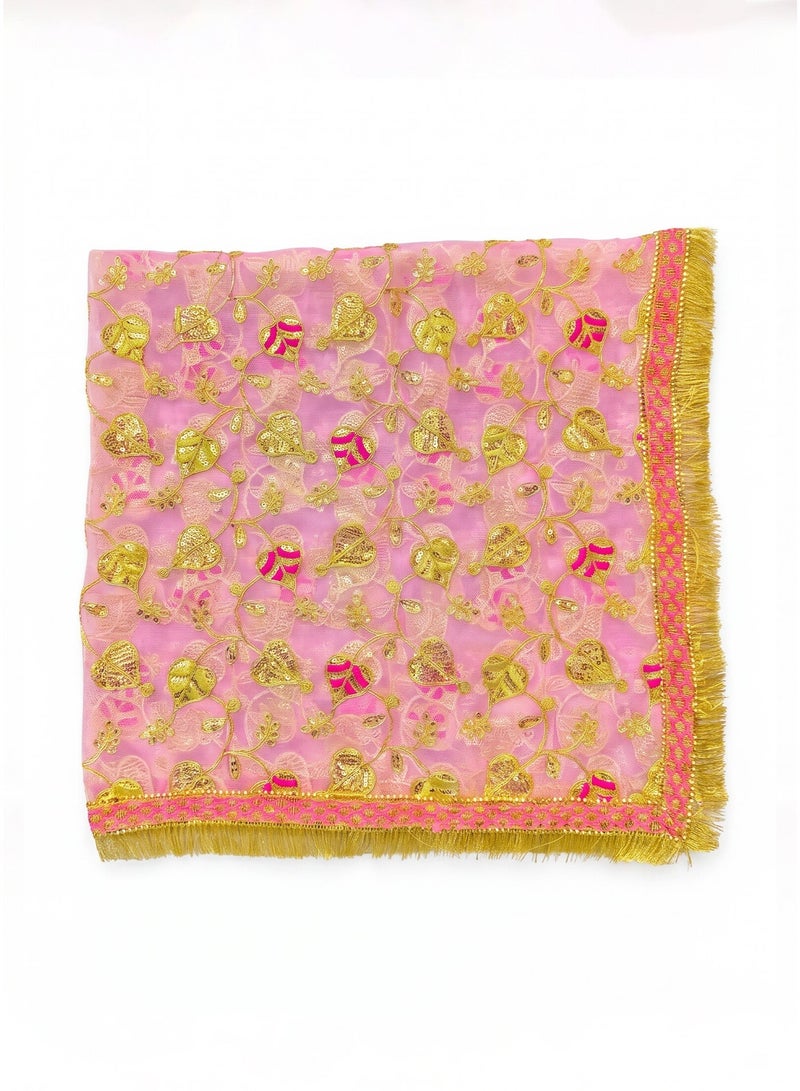 Madhoor Heart Sequin Deity Idol Chunri Pink for Deity Dressing, Pooja & Festivals, 2m - Image 4