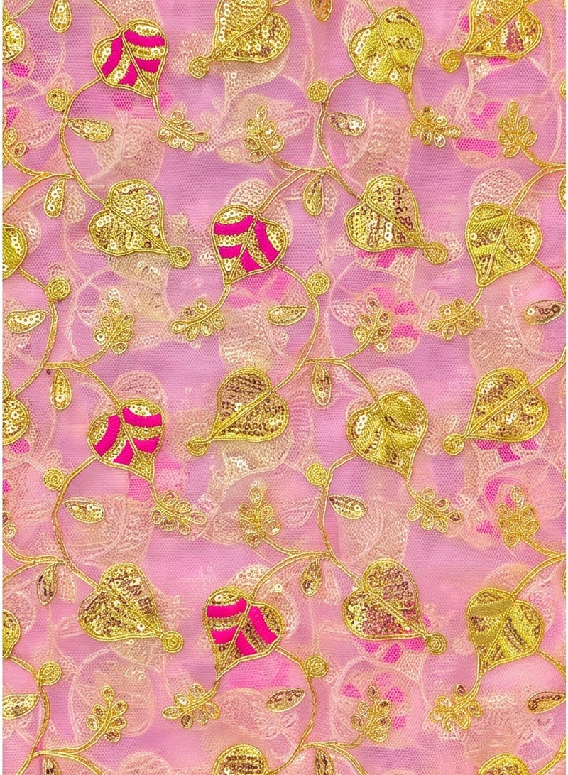 Madhoor Heart Sequin Deity Idol Chunri Pink for Deity Dressing, Pooja & Festivals, 2m - Image 3