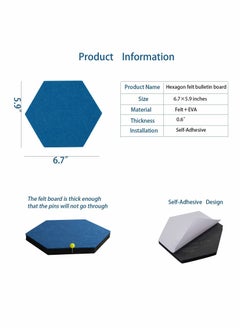 Y&D Self Adhesive Bulletin Boards 10Pcs 15cm Hexagon Felt Board Tiles with Push Pins for Walls Cork Pin Pictures Photos Memos  - Image 2