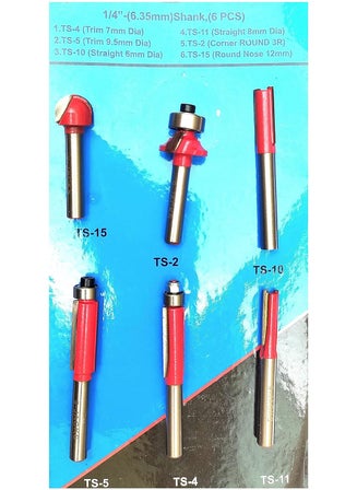 Inditrust Inditrust NEW 635 Wood Working Rotary Tool 6pc Trimmer Router Bits Set 
