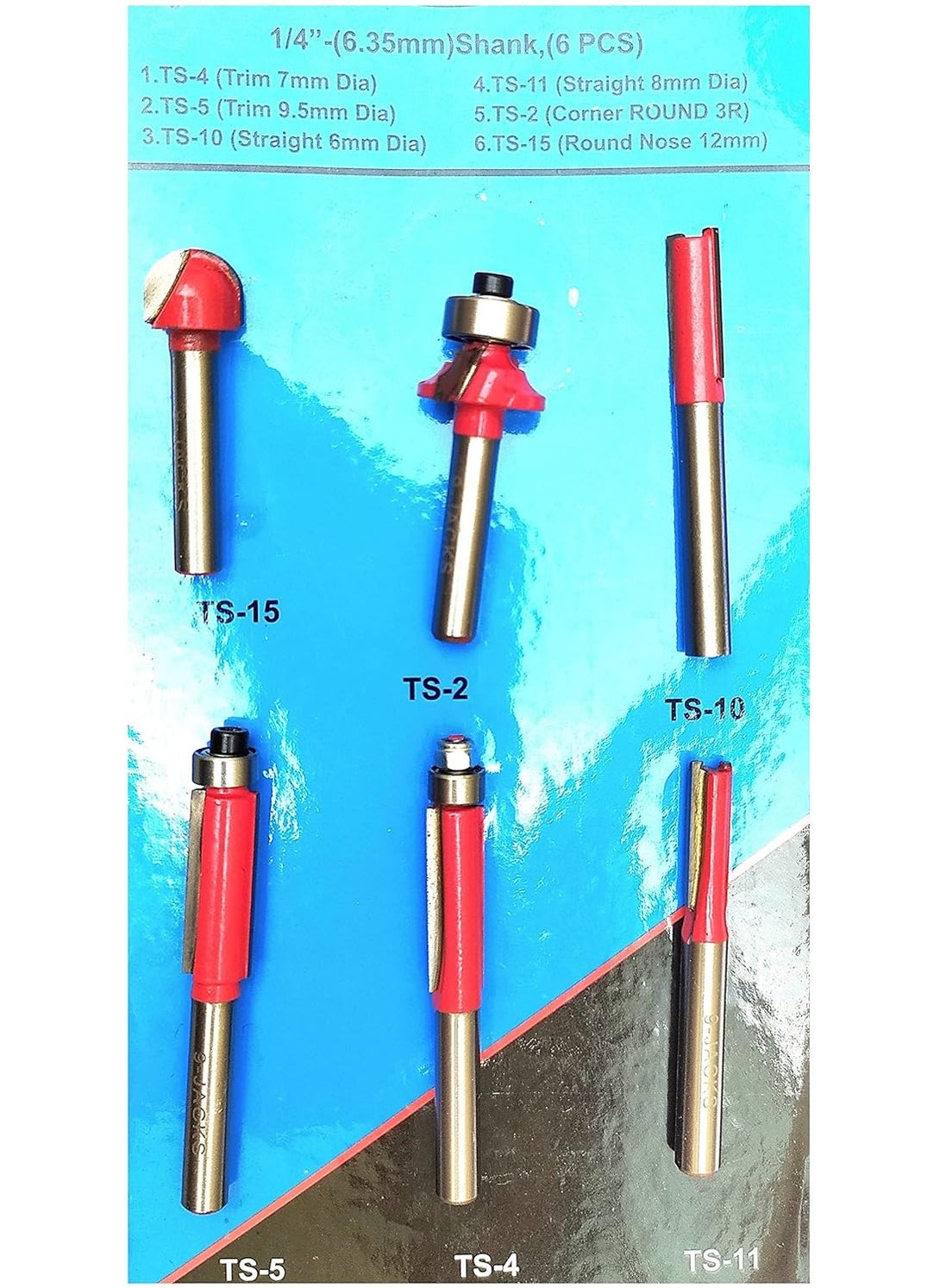 Inditrust - Inditrust NEW 635 Wood Working Rotary Tool 6pc Trimmer Router Bits Set - Image 1