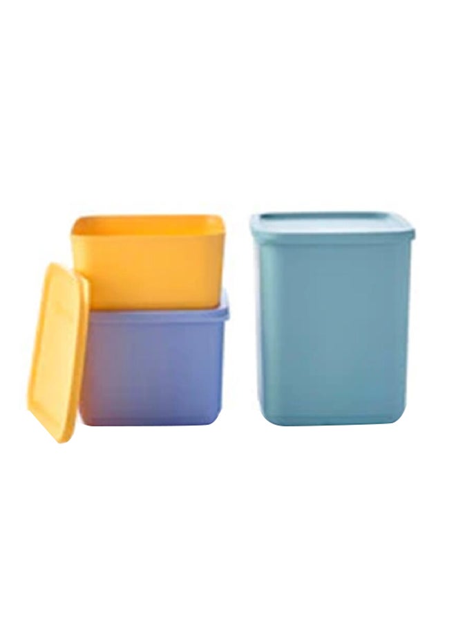 3-Piece Dishwasher Safe Plastic Stacking Square Container Set Multicolor 25.5 x 15.7 x 13 cm 11168614