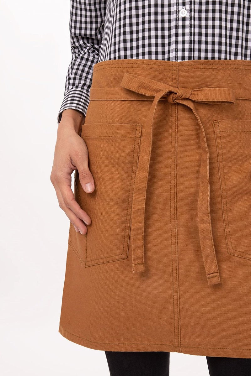 Chef Works Unisex Rockford Half Bistro Apron, Nutmeg, One Size - Image 3