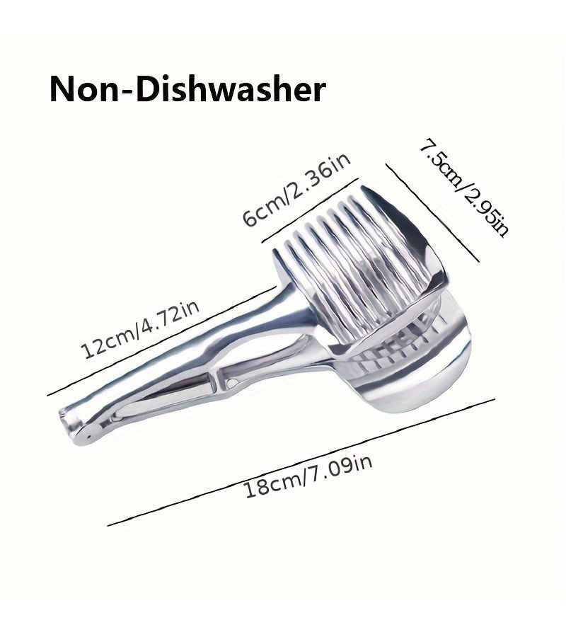 Silvery Stainless Steel Tomato Lemon Slicer Holder With Handle For Round Fruits Onion Shredder And Potato Lime Cutting - Image 3