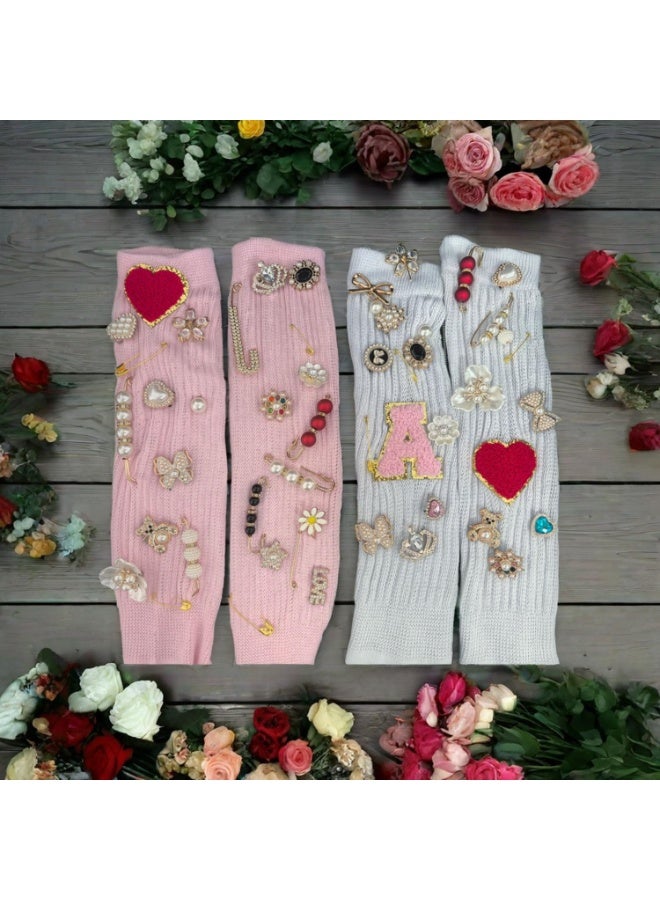 HZYH 55PCS Sock Charms Pins, Gold Bling Sock Jewelry Charms, Brooch Pins for Socks, Rhinestone Pearl Bling Junk Sock Jewelry Charms for Shoes Clothes Hats  Pant - Image 3