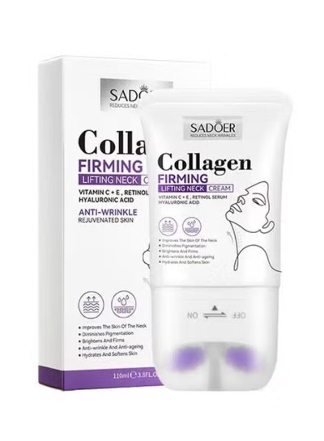 SADOER Gua Sha Neck Cream, Firming Cream for Neck & Jawline Lifting with Double Massage Rollers, Décolleté Moisturizer for Fine Lines, Elasticity and Hydration, 3.8 oz - Image 2