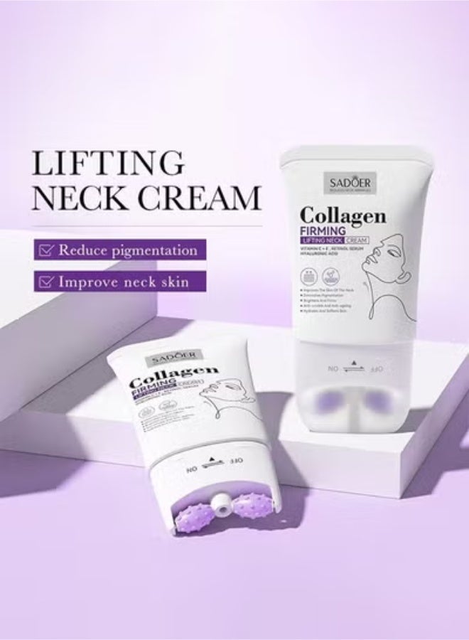 SADOER Gua Sha Neck Cream, Firming Cream for Neck & Jawline Lifting with Double Massage Rollers, Décolleté Moisturizer for Fine Lines, Elasticity and Hydration, 3.8 oz - Image 3