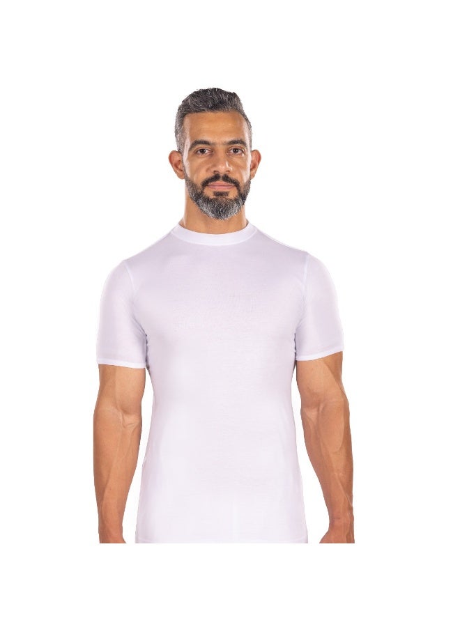 Drosh men's short-sleeve undershirt (crew neck), half-dozen pack (6 pieces); a comfortable cotton undershirt suitable for daily use and for wearing under a thobe or other clothing. - Image 2