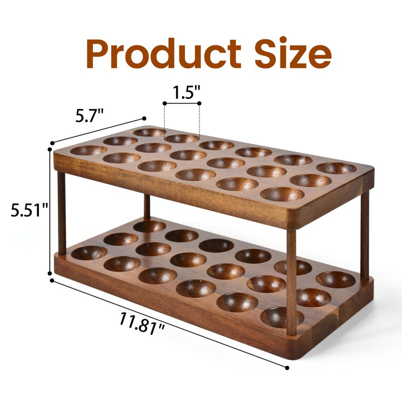 Sishynio Wooden Double Layer Egg Holder - Farmhouse Kitchen Acacia Egg Tray Organizer - 2 Tier Fresh Egg Storage Rack Basket for Countertop, 36 Capacity - Image 5
