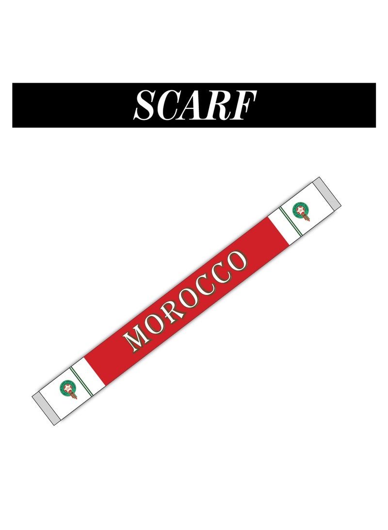 Morocco Sports Combo Pack - Gifts for Sports Fan - Embroidered Cap - Scarf - Flag - Flag Pin - Drawstring Bag - Image 2