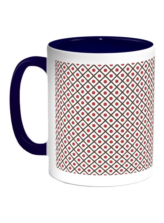 RYN Circles And Squares Printed Coffee Mug Dark Blue/White/Brown 325ml