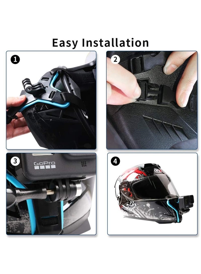 AROAQ Helmet Mount for GoPro, Motor Bike Cycle Helmet Chin Mount Strap Stand Action Camera Accessories Compatible with GoPro Hero 11 10 9 8 7 6 5 4 3 - Image 3