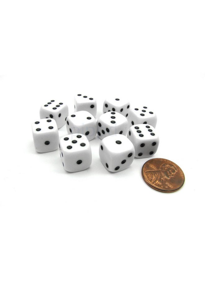 Koplow Games Koplow Games Pack of 10 12mm Round Edge Opaque Small Dice - White with Black Pips 